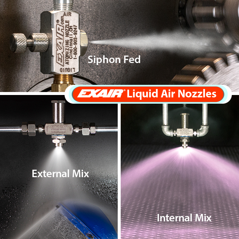 EXAIR air atomizing spray nozzles come in three different styles ...